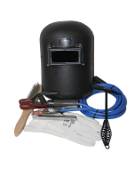 6 piece welding kit 250A (cable set, chrome leather glove, flip front helmet, chipping hammer, brush)