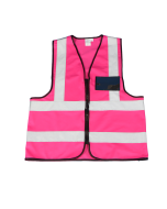 Premium Reflective Vest with Zip & ID   Pink