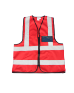 Premium Reflective Vest with Zip & ID Red