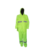 PVC Rubberised Rain Suit with Reflective Tape LIME