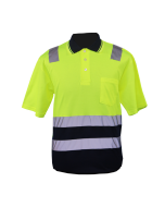 2 tone hiviz golf shirt lime / navy 180g polycotton