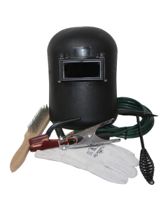 6 piece welding kit 160A (cable set, chrome leather glove, flip front helmet, chipping hammer, brush)