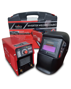 "GENE ARC 223  200A  INVERTER WELDER COMBO include 200A inverter, auto adjustable helmet, welding rod, wire brush, hammer"