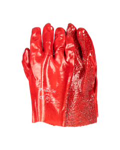 PVC Red Rough Palm Heavy Duty Glove, Open cuff 27cm